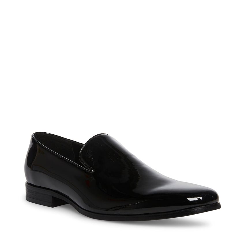 Black Steve Madden Parigi Patent Men's Loafers | PH 0427PHS